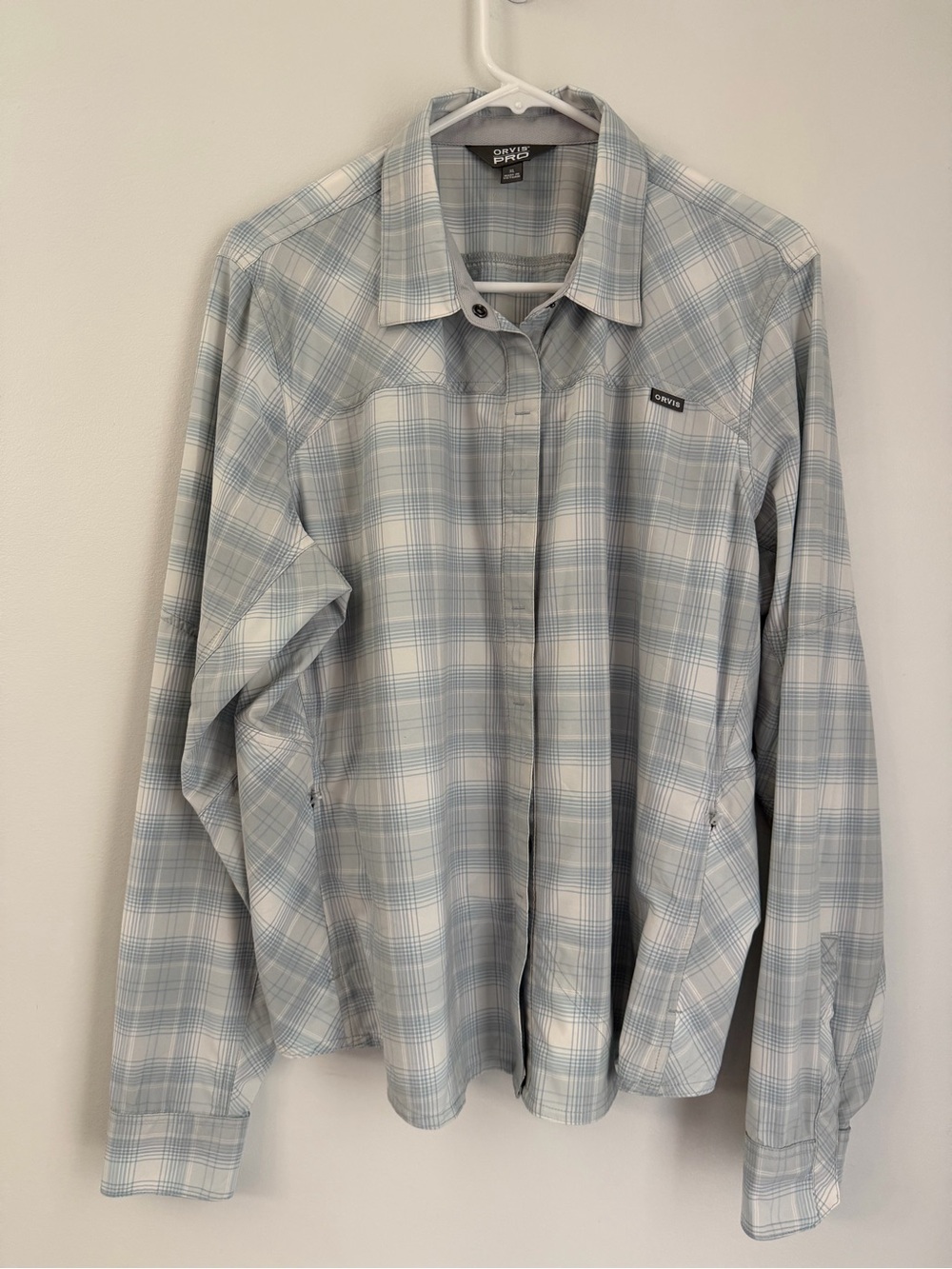 Orvis Shirt Mens XL Gray Plaid Pro Performance Stretch Button Up Fishing Outdoor